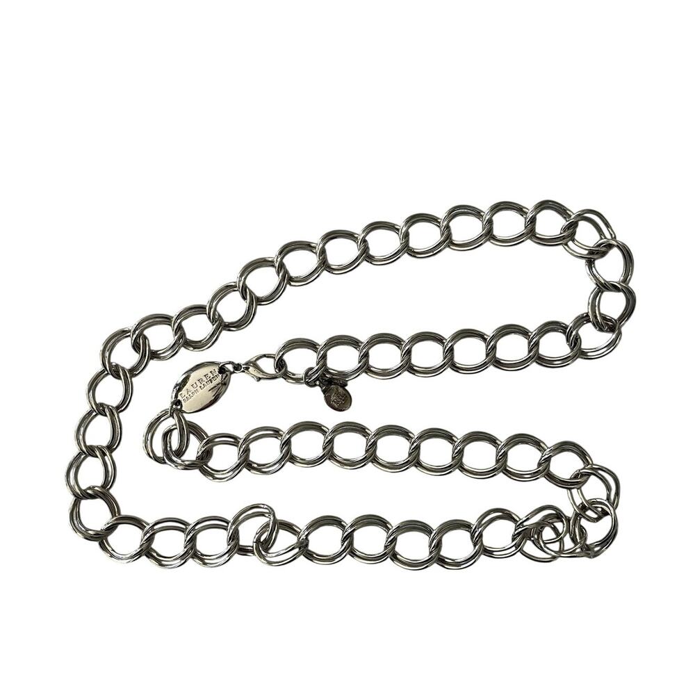 37 in S/M Vintage Lauren Ralph Lauren Double Link Chain Womens Belt Silver